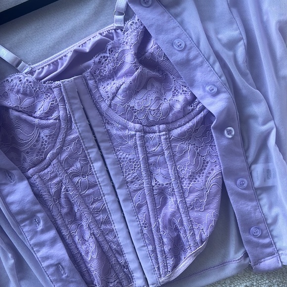 Superdown Mesh Top with Purple Corset - Picture 1 of 4